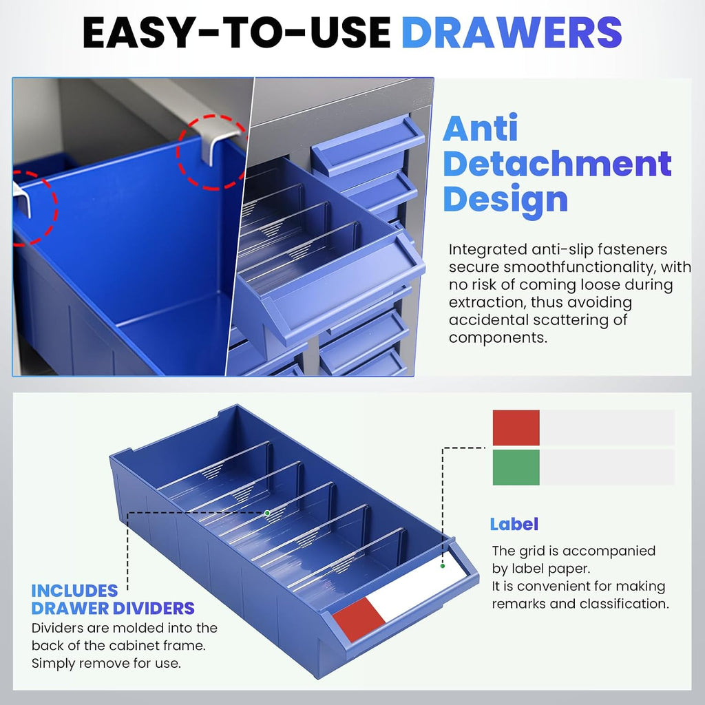 75-Drawer Small Parts Organizer, Nut and Bolt Organizer, Bolt Bin, Metal Storage Cabinet Tool Cabinet with Drawer for Garage, Workshop, Home & Office