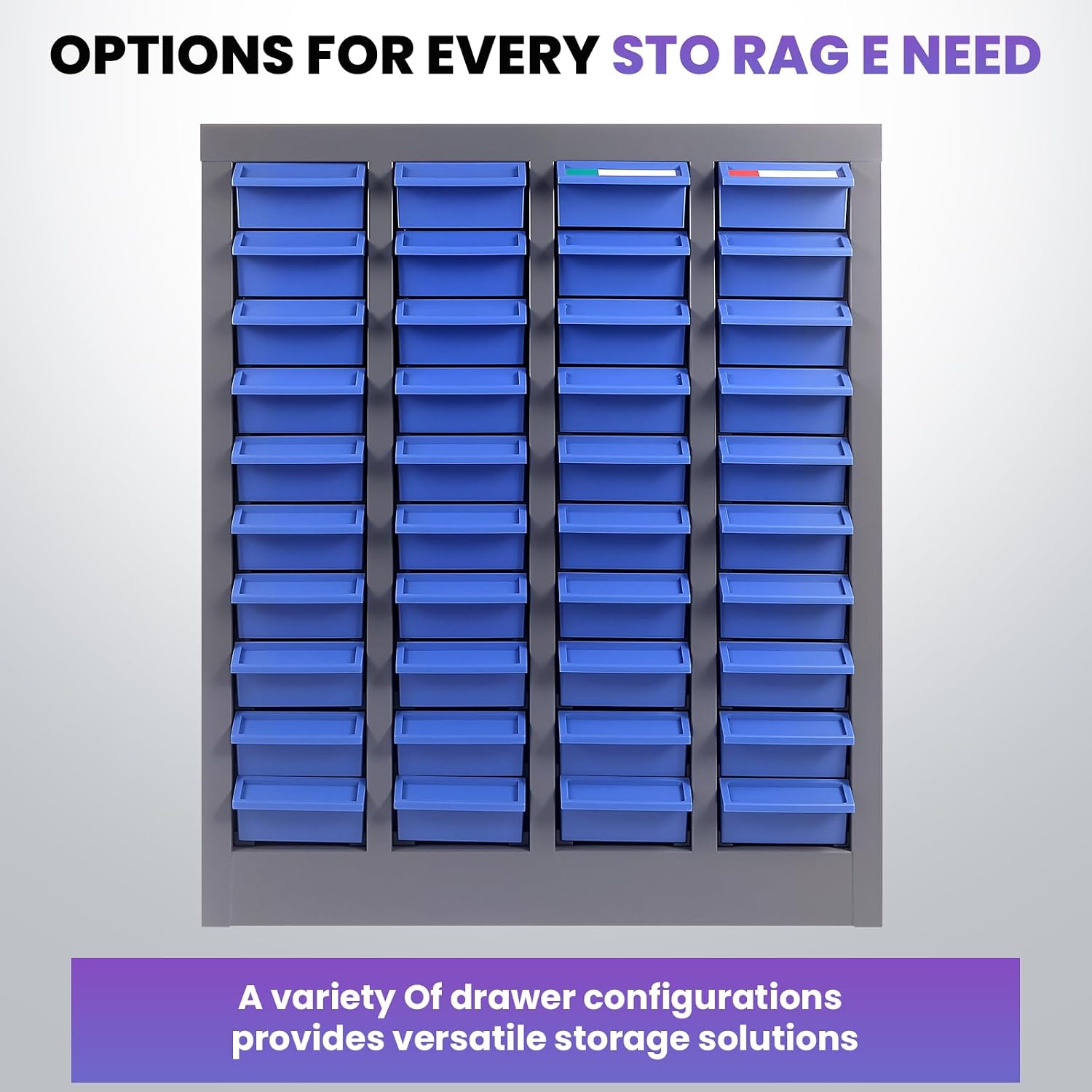 40 Drawers Parts Cabinet, 21' D x 9' W x 25' H Stainless Steel Nut and Bolt Organizer, Bolt Organizer with Adjustable Shelves and Label Stickers for Workshop Garage Warehouse (40 Drawers)