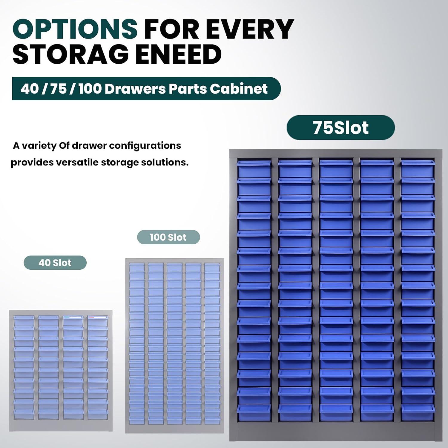 Parts Cabinet 75 Drawers with Dividers and Labels,Stainless Steel Bolt Box Organizer,ABS Material Drawer,26'x8.66'x35.4'Nuts and Bolts Organizer for Store,Toys,Parts,Screws (Classic 75 Drawers)