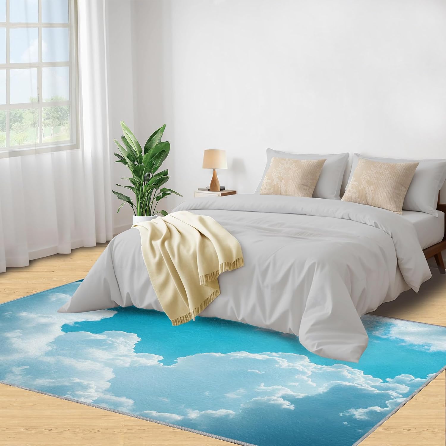 White Clouds Rug - 6x8 Rug, Blue Sky Area Rugs for Bedroom, Natural Scenery Rugs for Living Room, Kids Washable Mat, Cloud Carpet, White Clouds Home Decor & Gifts