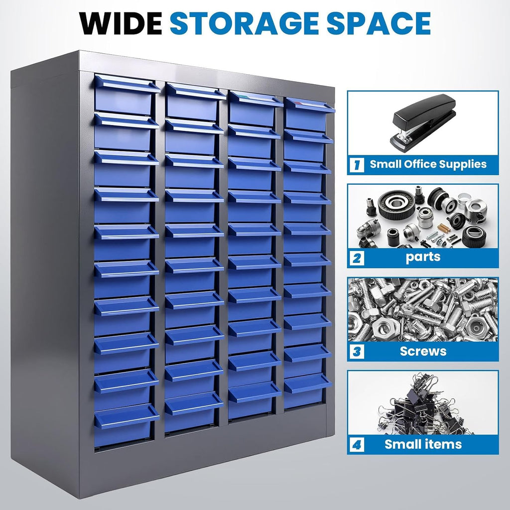 40-Drawer Grey Parts Cabinet, ABS Material Nuts Bolts Screw Nail Bins Tool Storage Cabinet Screw Drawer Organizer, Heavy-Duty Industrial Parts Cabinet for Workshop, Office, Hardware