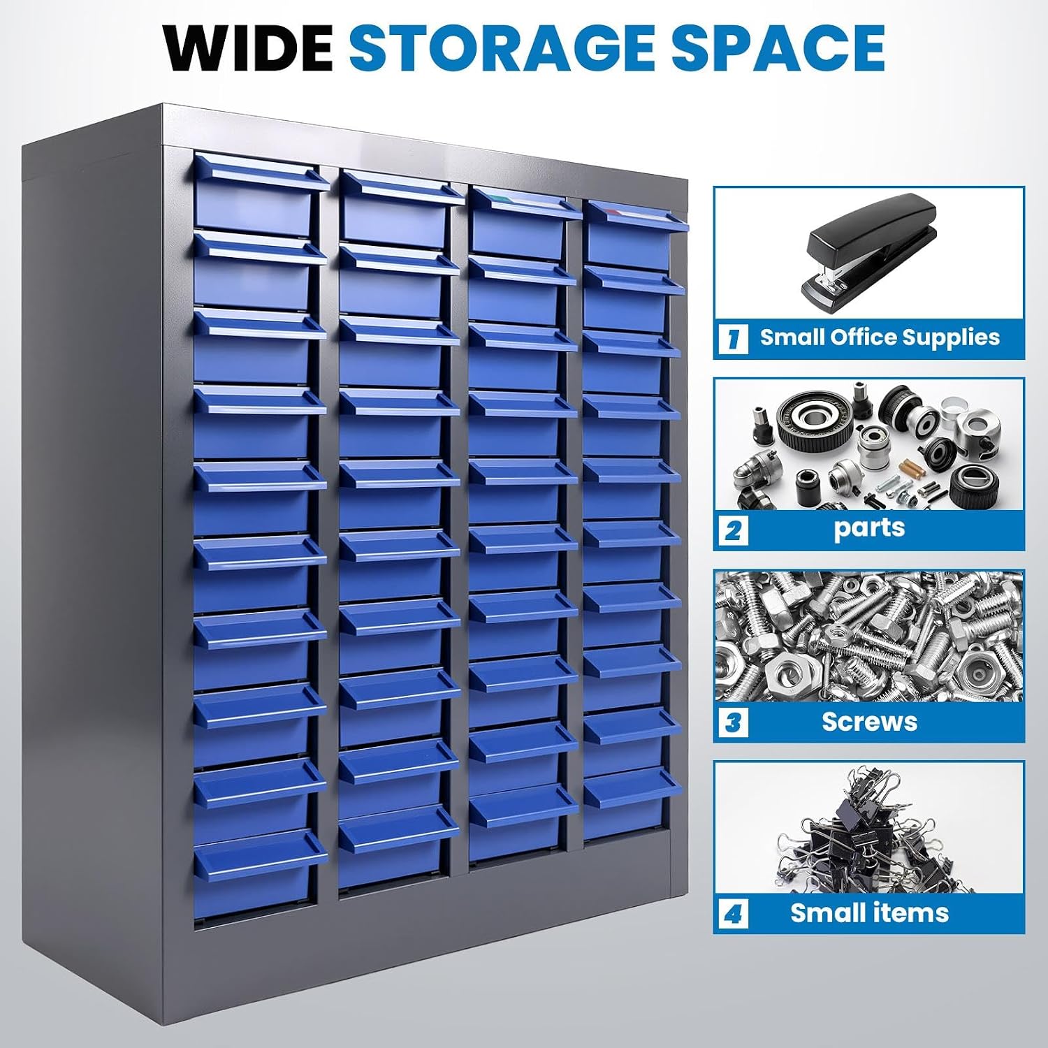 40-Drawer Grey Parts Cabinet, ABS Material Nuts Bolts Screw Nail Bins Tool Storage Cabinet Screw Drawer Organizer, Heavy-Duty Industrial Parts Cabinet for Workshop, Office, Hardware