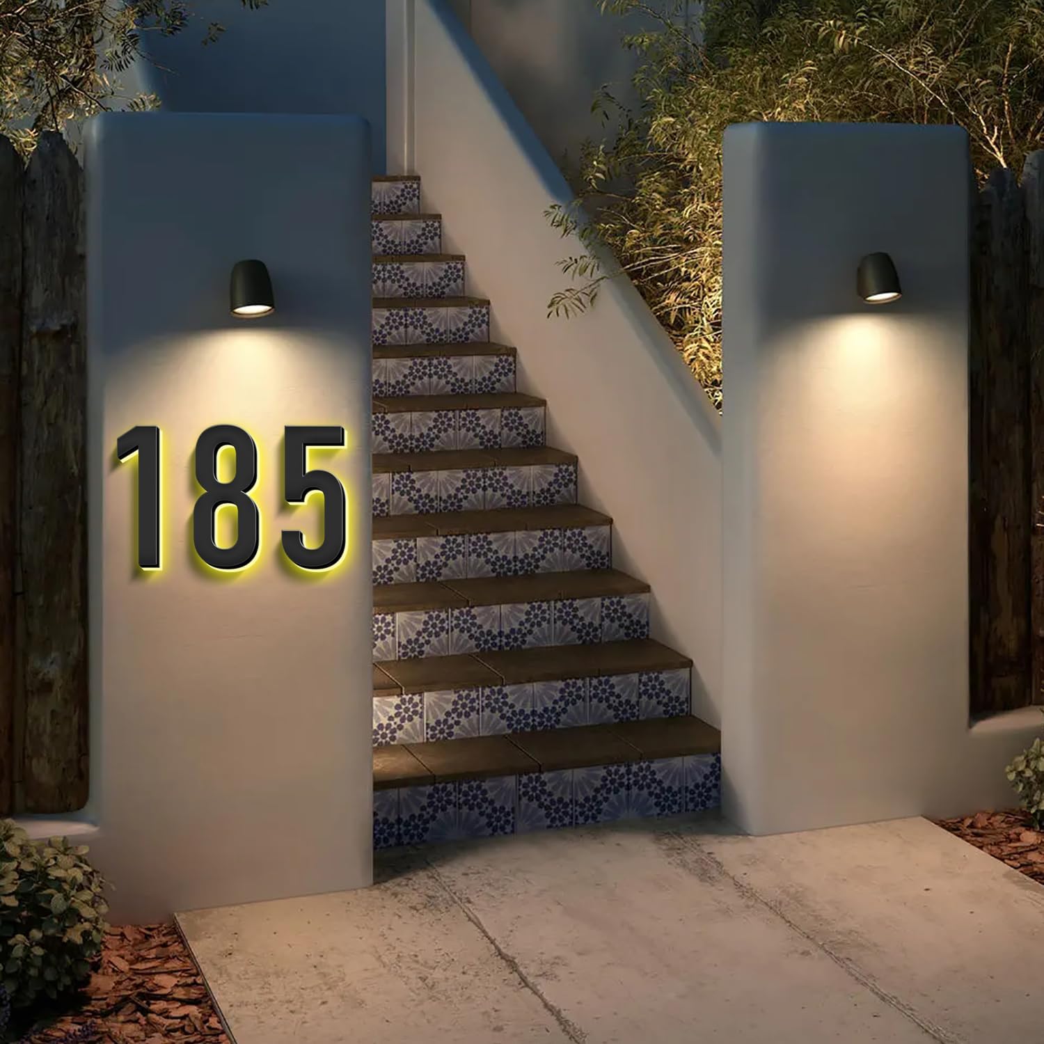 Illuminated House Address Numbers Signs, Up-Scale Modern Look, Backlit LED Illuminated Home Address Number, Stainless Steel Lighted House Numbers For Outside,16 Inch/400mm,5