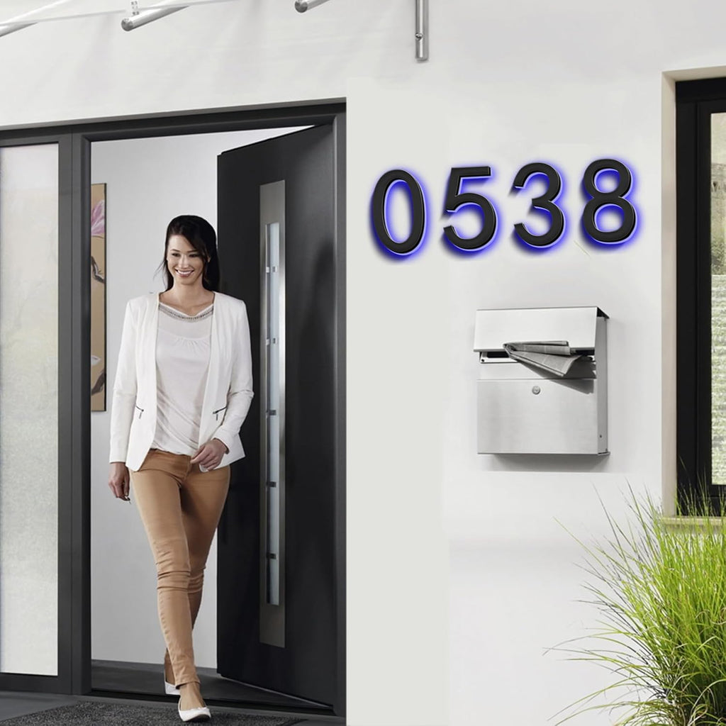 Illuminated LED House Numbers, Backlit LED Home Address Number, Stainless Steel Hand-Polished For House Address Signs, Lighted House Numbers For Outside,18 Inch/450mm,1