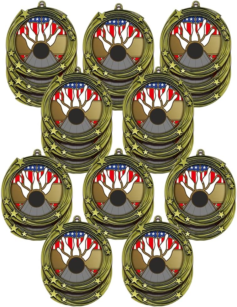 All Quality Bowling Swirling Stars Design Medal - 1st, 2nd, 3rd Place