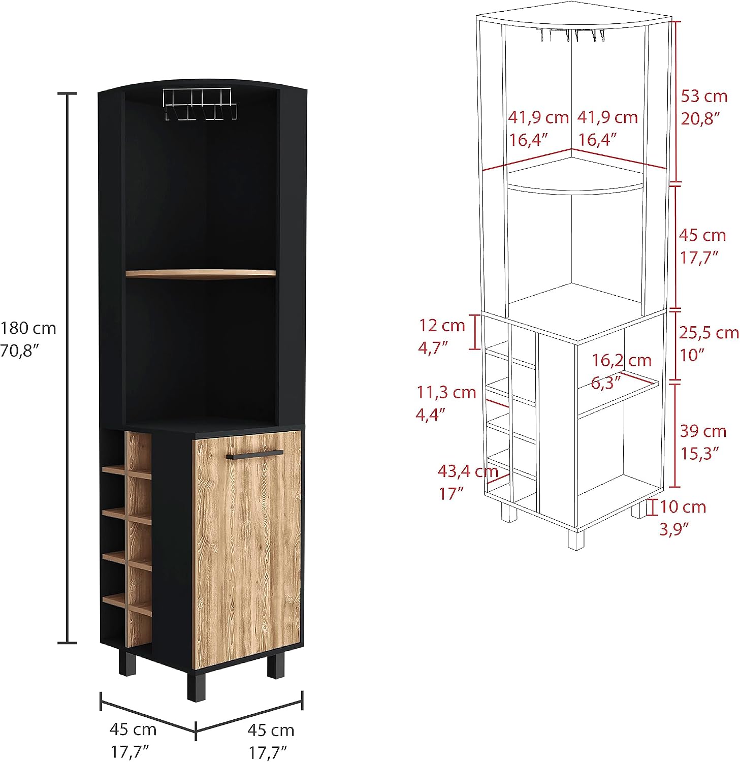 71' Freestanding Storage Cabinet, Kitchen Storage Bakers Rack with Wine Cubbies, Utility Food Cupboard with Stemware Racks for Dining, Multi