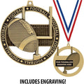 Football Medals, 3' Massive Rimz Football Award Medal with Custom Engraving Included Prime