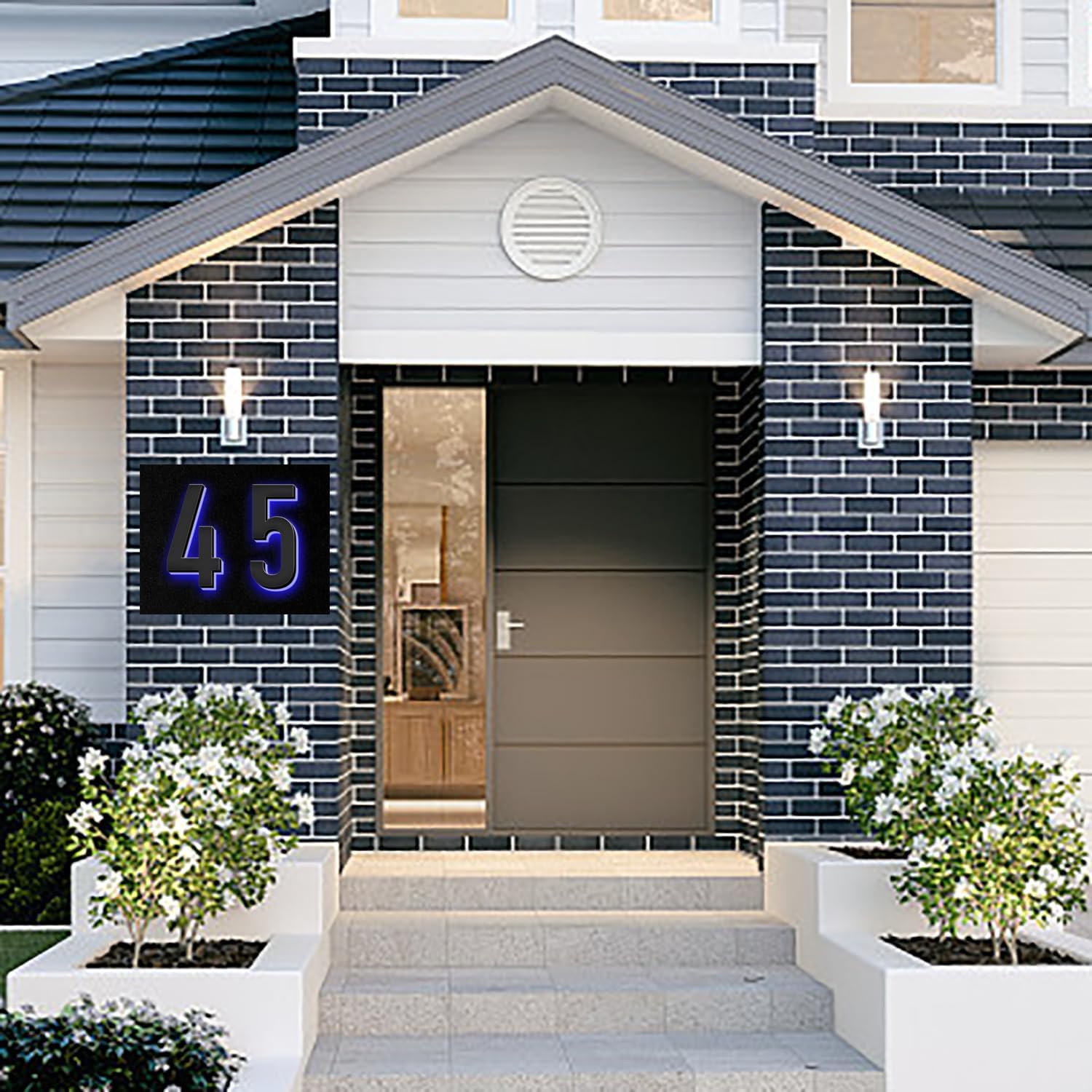 Backlit LED Illuminated House Numbers, Stainless Steel Hand-Polished For House Address Signs, Modern Lighted House Numbers, Illuminated Address Numbers For Outside,18 Inch/450mm,5