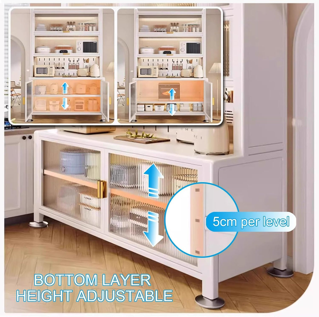 Baker Rack Kitchen with Hutch, Large Bakers Rack with Storage, 5-Tier Microwave Oven Stand, Expanded Space, Large Storage Capacity(White,80cm)