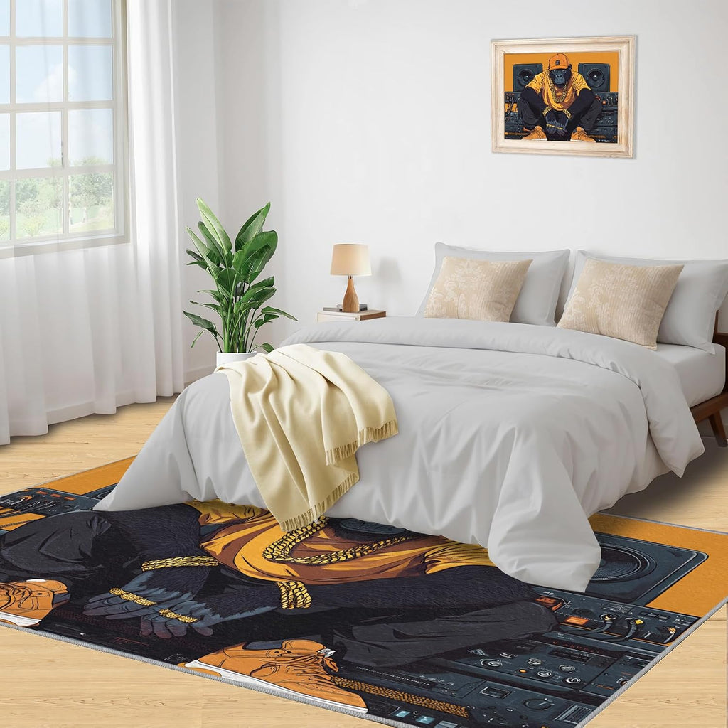 6x8 Chimp Area Rug - Chimpanzee Large Rugs for Living Room, Hip-Hop Rap Gorilla Carpet Area Rug for Girls Bedroom Kids Room Basement Office Classroom
