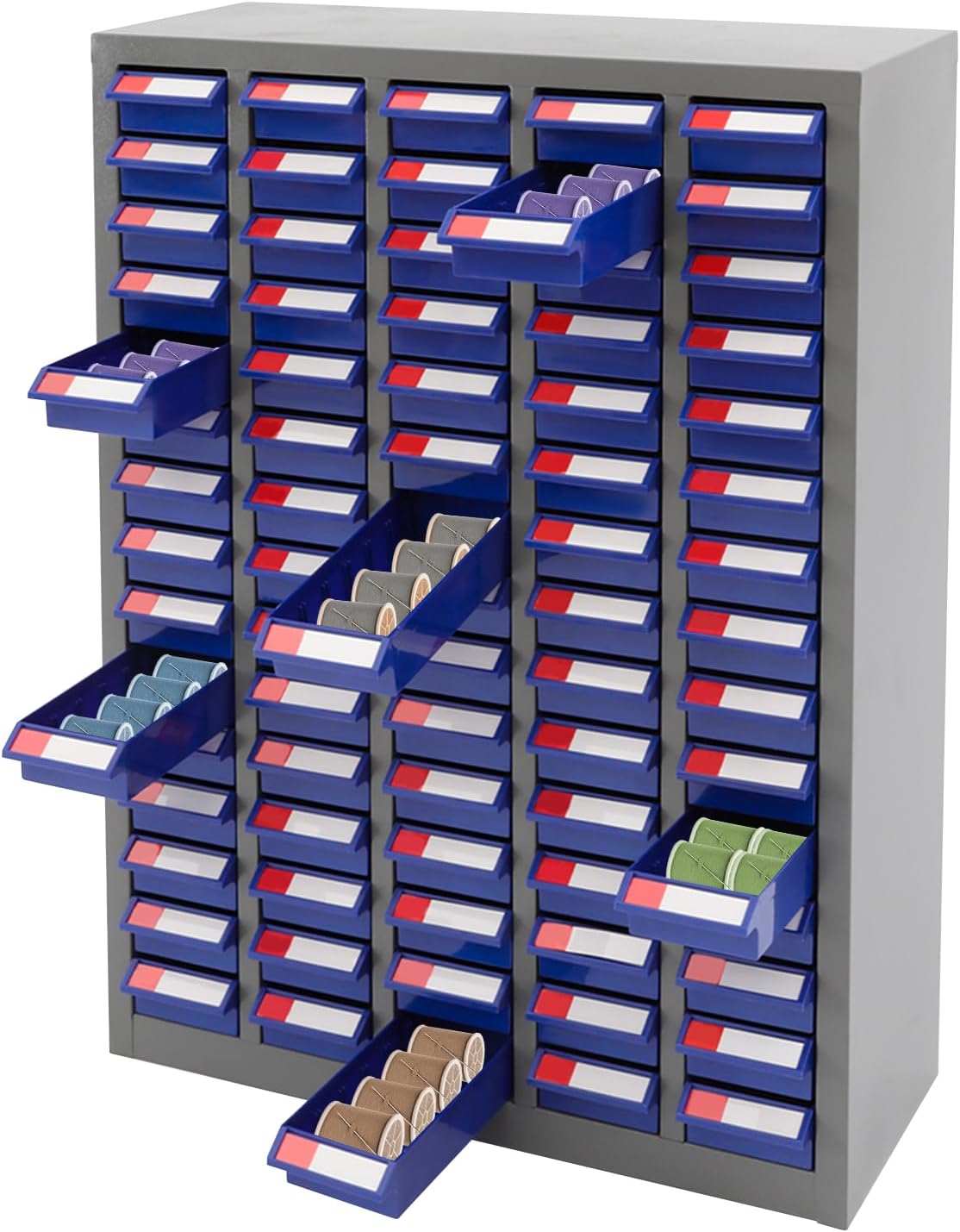 75-Drawer Parts Organizer Cabinet with 150 Detachable Dividers, 5.51Lbs/Drawer Capacity,Bolt and Nut Tool Storage Box,Includes Labels & Dust Covers for Storing Bolts,Nuts,Screws (Blue)