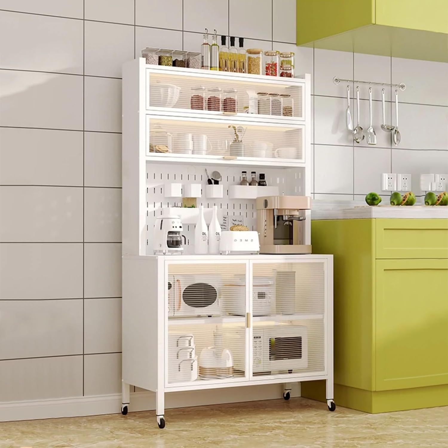 6-Tier Storage Shelf Kitchen Baker's Rack, Microwave Cart with Storage, Space-Saving, Large Capacity, for Dining Living Room(60cm)
