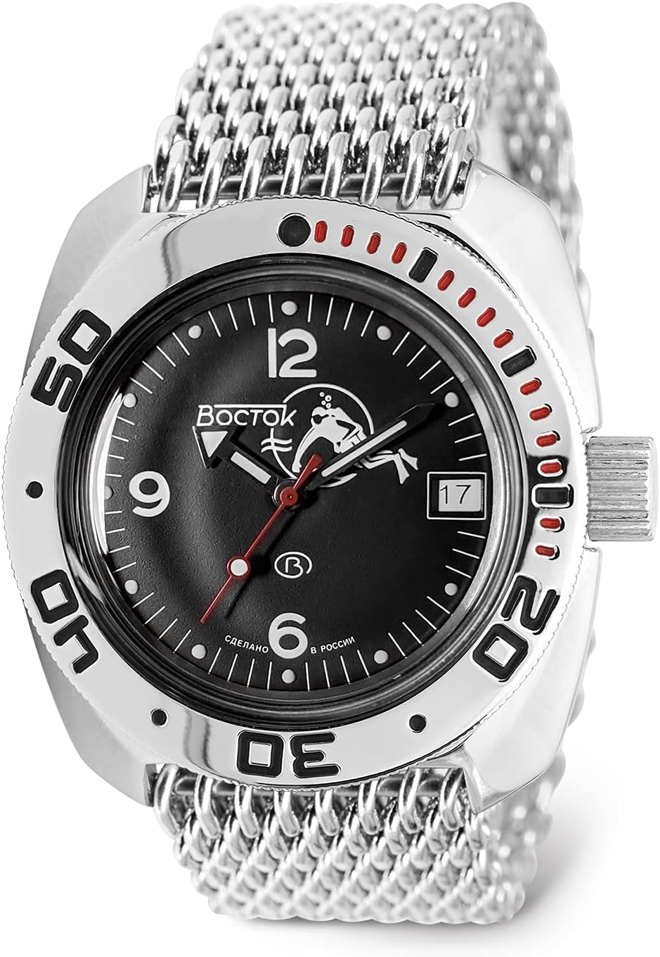 VOSTOK | Scuba Dude Amphibian Automatic Self-Winding Russian Diver Wrist Watch | WR 200 m | Amphibia 710634 |Fashion | Business | Casual Men's Watches