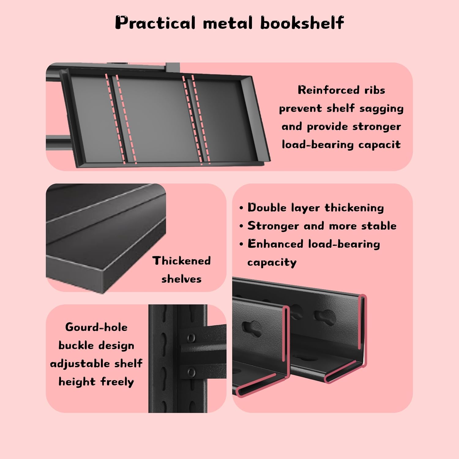 45' W*77' H Book Shelf，6 Tier Metal Wide Bookshelf，Heavy Duty Book Shelfs，Adjustable Shelving Unit，Tall Bookcase，Industrial Bookshelf for Living Room，Bedroom，Office and Library