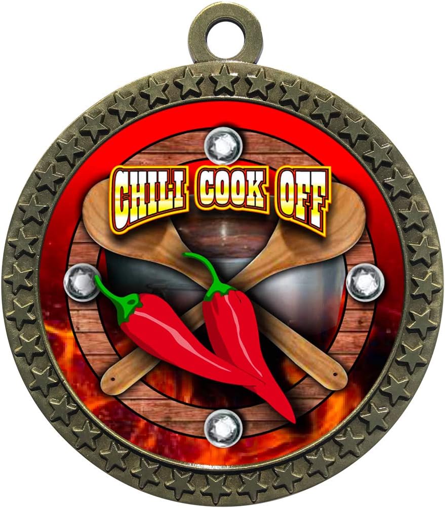 Express Medals 1 to 50 Packs Engraved Chili Cook Off Gold Medal Trophy Award with Personalized Custom Text LD212-FCL437