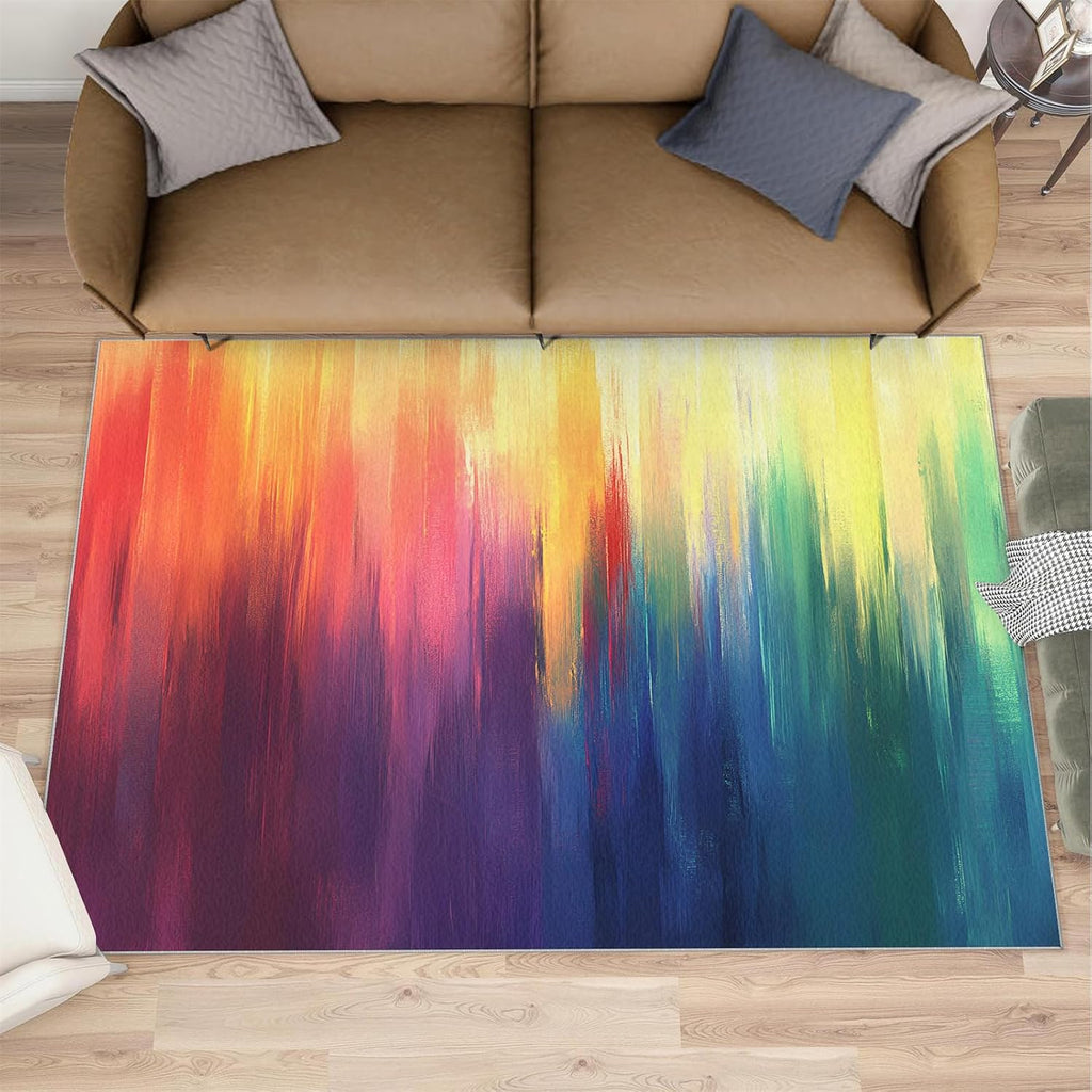 Colorful Lines Rugs for Bedroom - 6x8 Rug, Modern Area Rugs for Living Room, Multicolor Carpet, Fashion Washable Area Mat, Abstract Carpet, Colorful Home Decor & Gifts