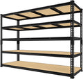 PrimeZone 60' W X 24' D X 72' H Heavy Duty Garage Storage Shelves - Adjustable Metal Shelving Unit, 5 Tier Industrial Shelves for Storage Standing Utility Rack for Warehouse, Pantry, Basement, Black