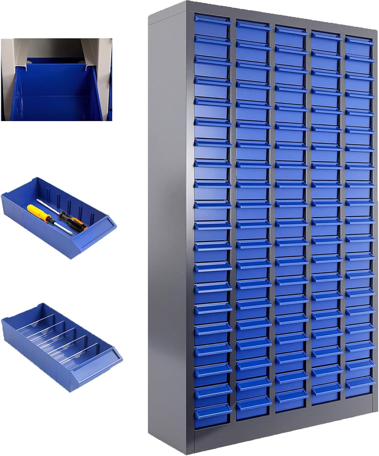 100 Drawer Alloy Steel Nut and Bolt Organizer, ABS Material Bolts Organizer, 26' L×9' W×46' H Nuts and Bolts Organizers and Storage, Bolt Bins Organizers for Shop Garage Workshop (100 Drawer)