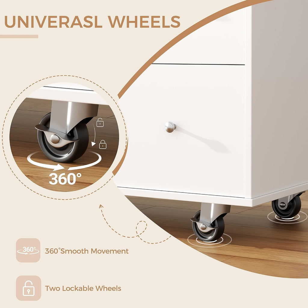 JY QAQA 40' Kitchen Island Cart Furniture cart on Wheels Rolling Portable Dining Room Serving Utility Carts Mobile Movable with Drawers Cabinet,White