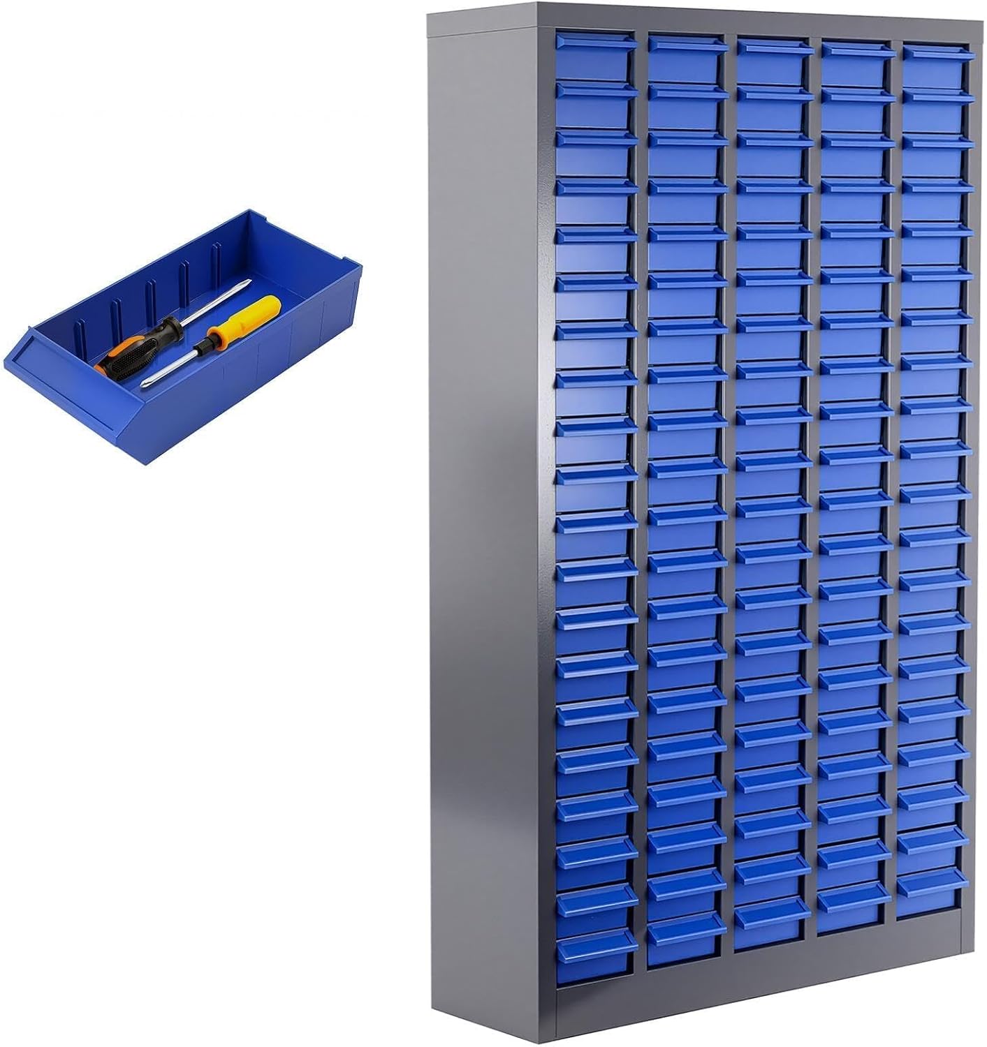 100 Drawers Nut and Bolt Organizer with Built-in 500 Dividers & 200 Labels, Alloy Steel Frame Parts Cabinet, ABS Drawers Bolt Organizer Systemfor Screws, Hardware in Garage & Shop