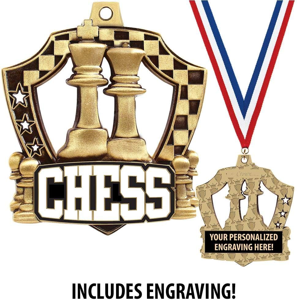 Custom Chess Medals, 2 1/4' Shieldz Chess Award Medals with Free Engraving