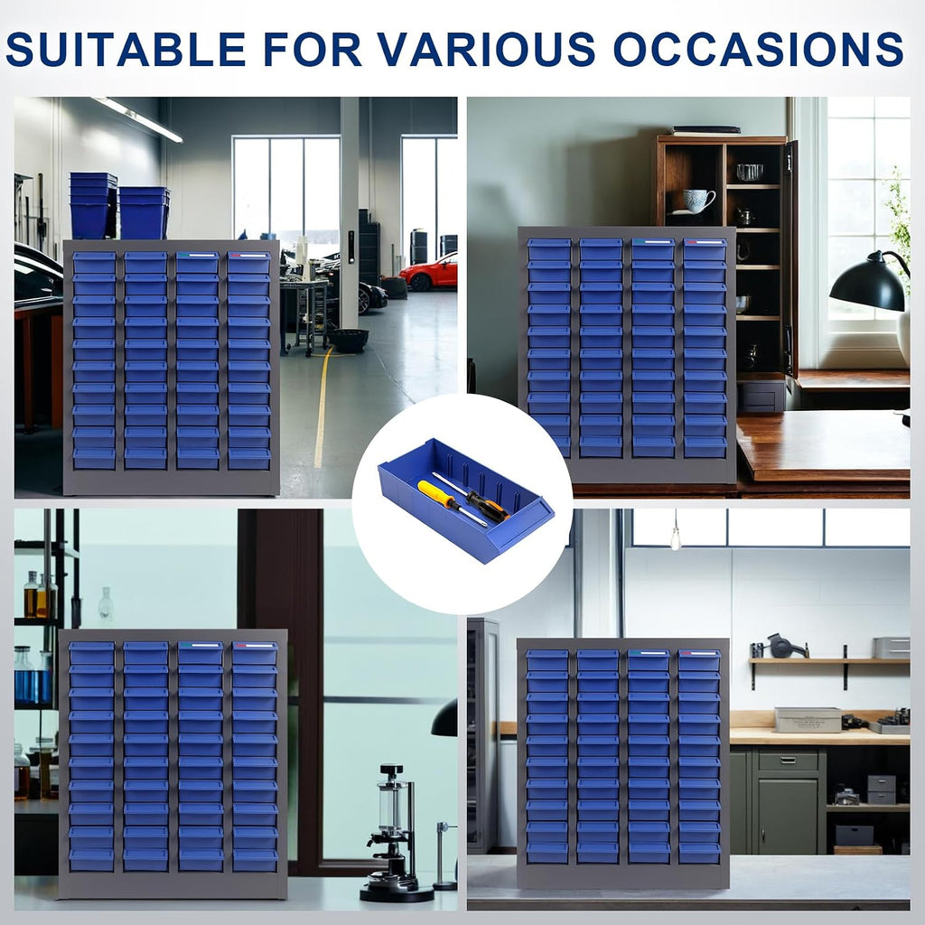 Alloy Steel Nuts and Bolts Organizers and Storage, 8.66' D x 21' W x 24.8' H, ABS Material Drawer Parts Cabinet with Labels and Dividers, Small Parts Organizer for Workshop, Office，Home (40 Drawers)
