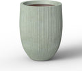 Kante 21.6 Inch Tall Concrete Planter, Large Indoor Outdoor Plant Pot with Drainage, Fluted Mint Green Finish with Painted Interior, Ideal for Porch, Home, Garden, Patio