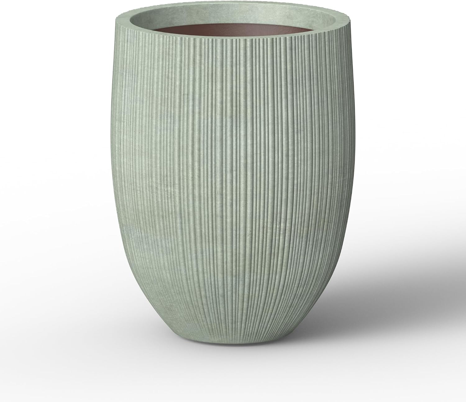 Kante 21.6 Inch Tall Concrete Planter, Large Indoor Outdoor Plant Pot with Drainage, Fluted Mint Green Finish with Painted Interior, Ideal for Porch, Home, Garden, Patio