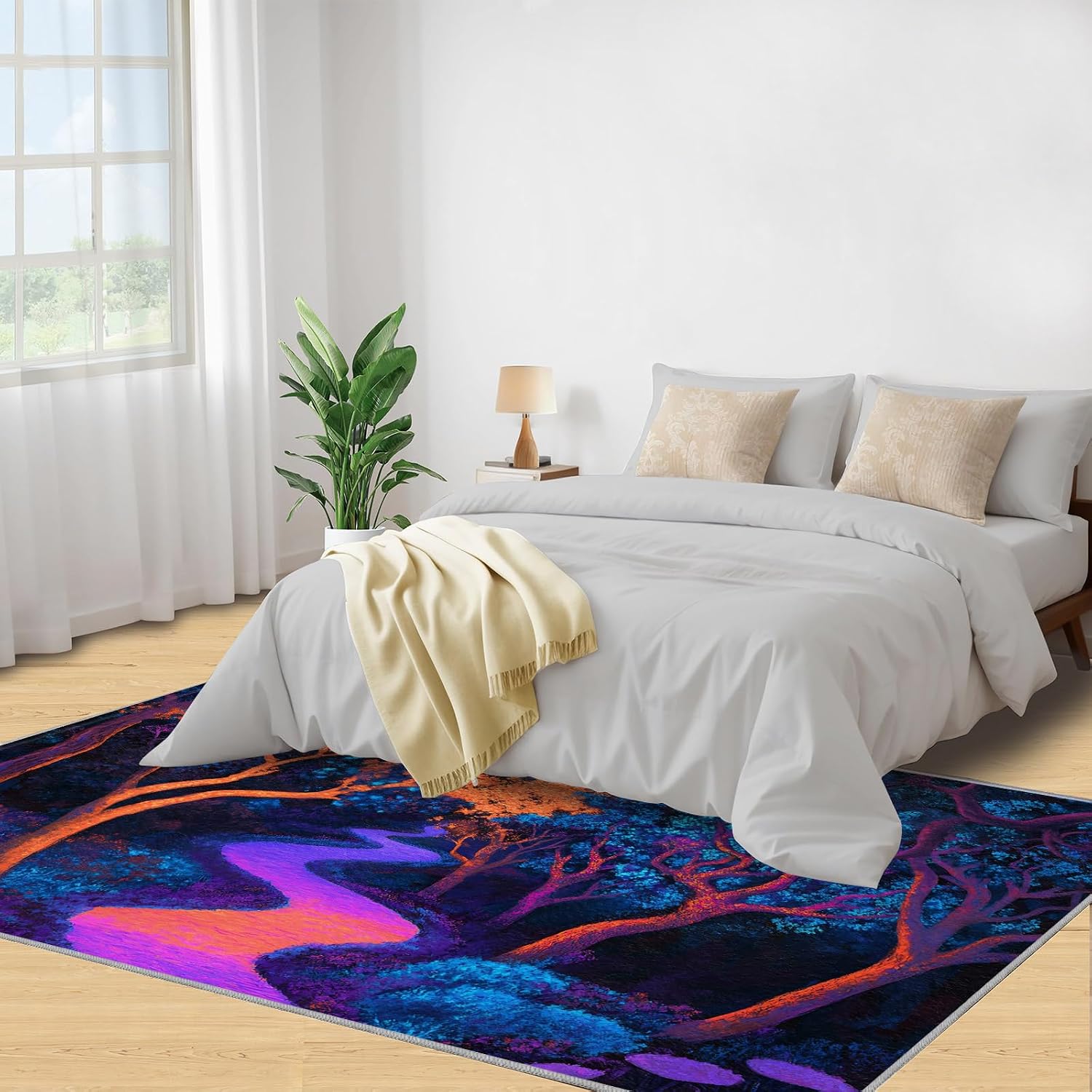 6x8 Fantasy Forest Area Rug - Forest Path Large Rugs for Living Room, Abstract Art Carpet Area Rug for Girls Bedroom Kids Room Basement Office Classroom