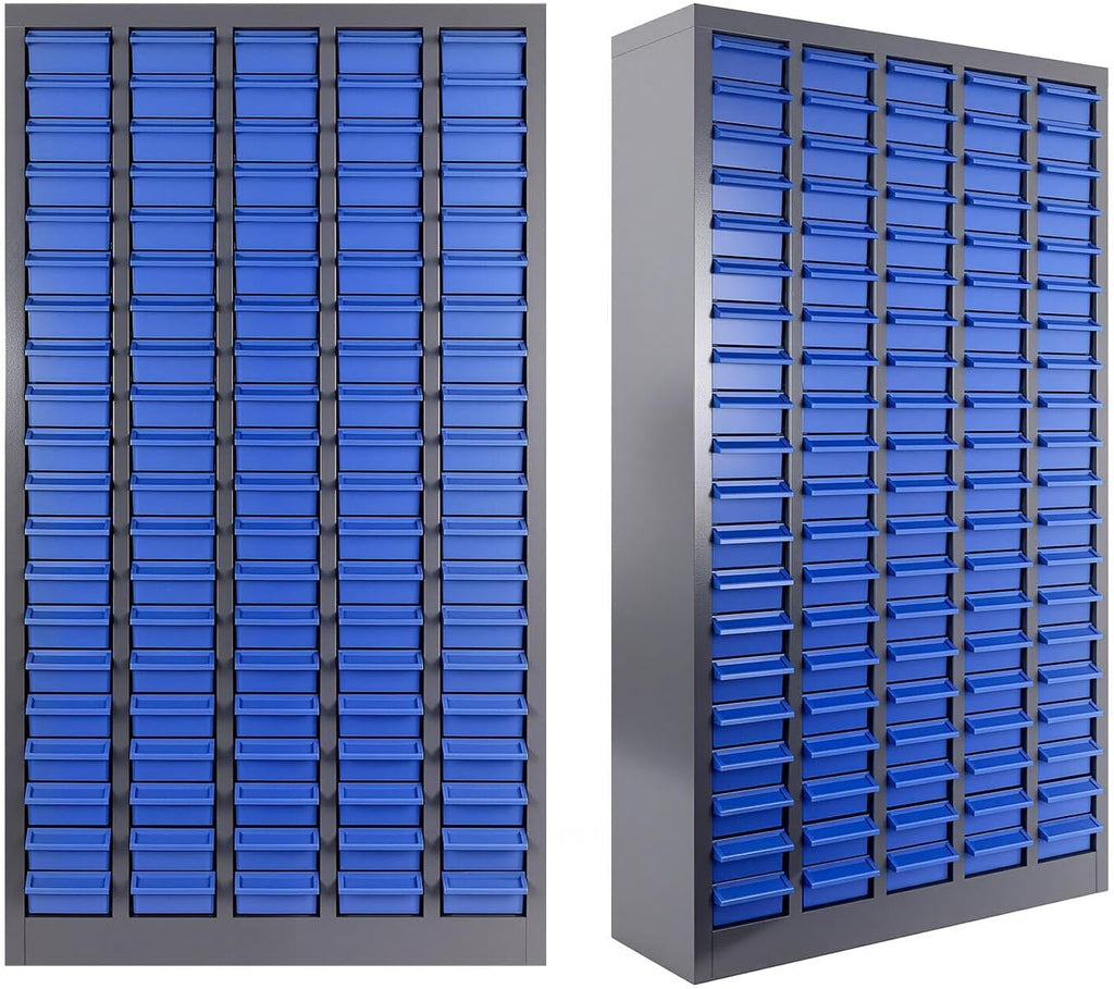 Vohala 100 Drawers Bolt and Nut Organizer Tool Storage Cabinet 26x9x46in, Rust-Resistant Parts Cabinet with Labels and Dividers for Hardware Storage in Workshop