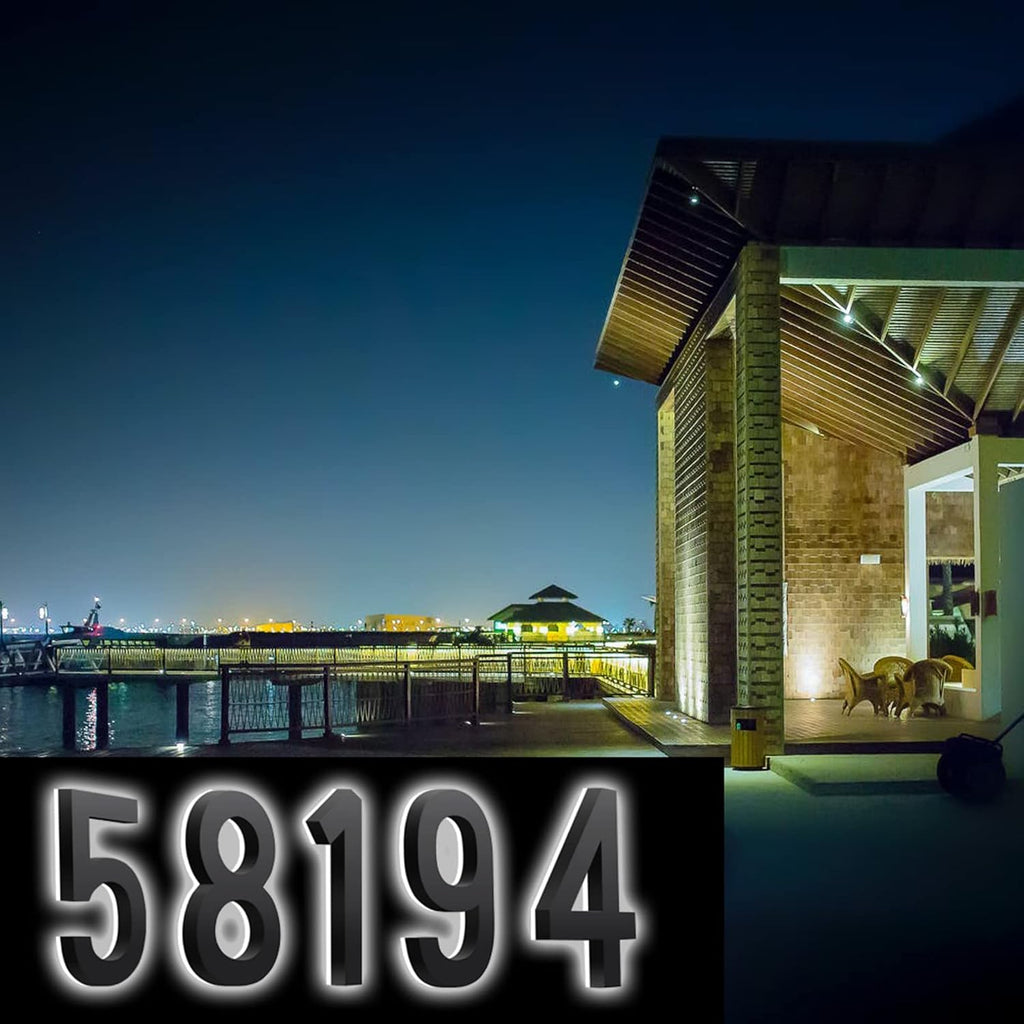 Illuminated LED House Numbers Plaques For Outside, 16 Inch Backlit LED Home Address Numbers Signs, Lighted Up Door Name Plaques For Outside,4