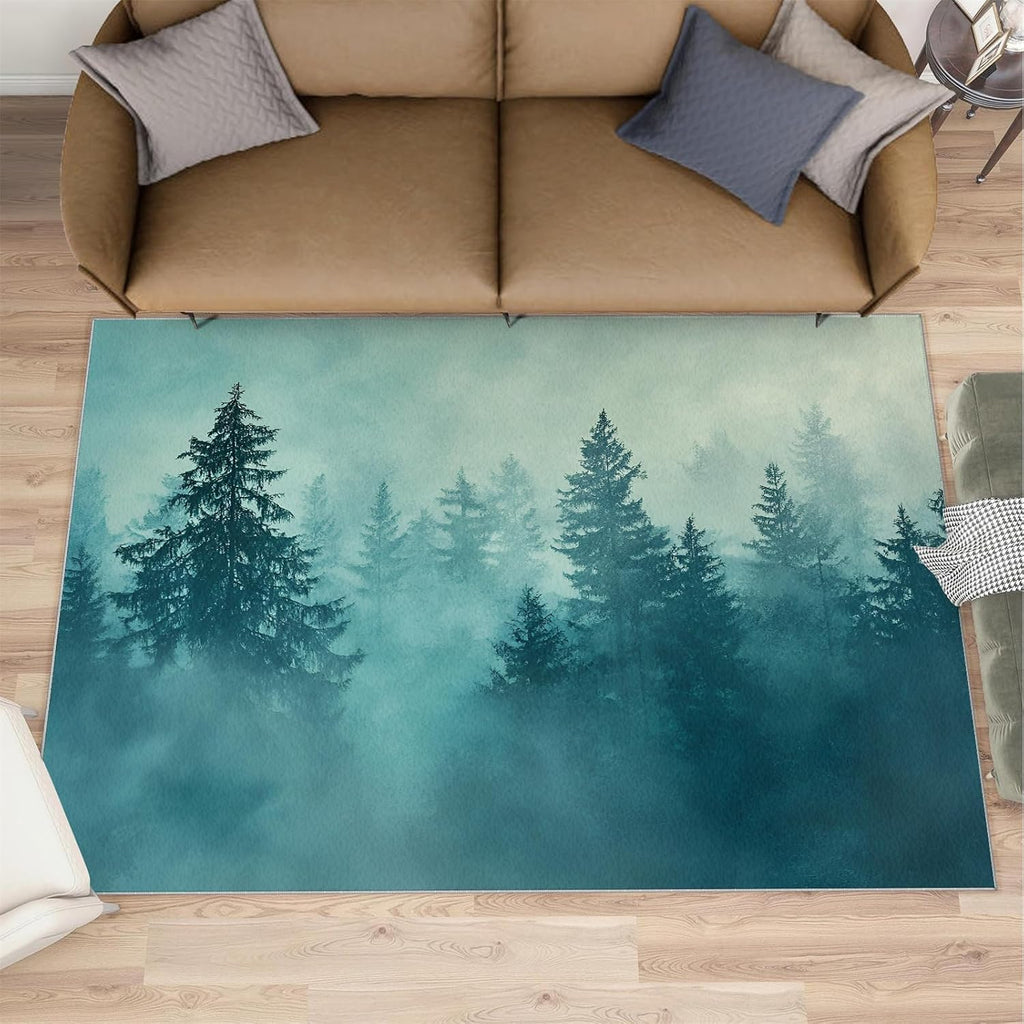 Forest Rugs for Living Room 6x8 Rug, Woodland Area Rug, Jungle Rugs, Large Machine Washable Rug, Non-Slip Floor Carpet for Bedroom Kids Room Home Decor