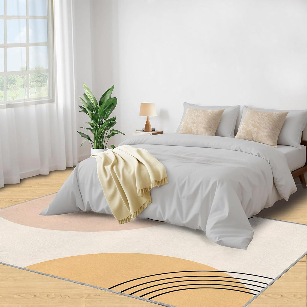 Boho Rugs for Bedroom, Minimalist Aesthetics Rug 6x8, Abstract Art Dining Room Rugs Washable & Non Slip Large Carpet for Home Decor