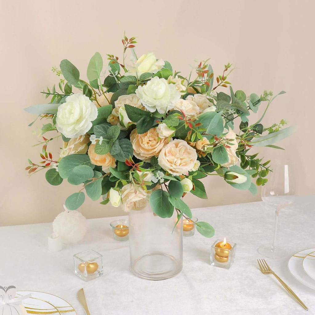 Efavormart 12 Pack | 10' Round Heavy Duty Clear Cylinder Glass Vases, Tall Flower Vase