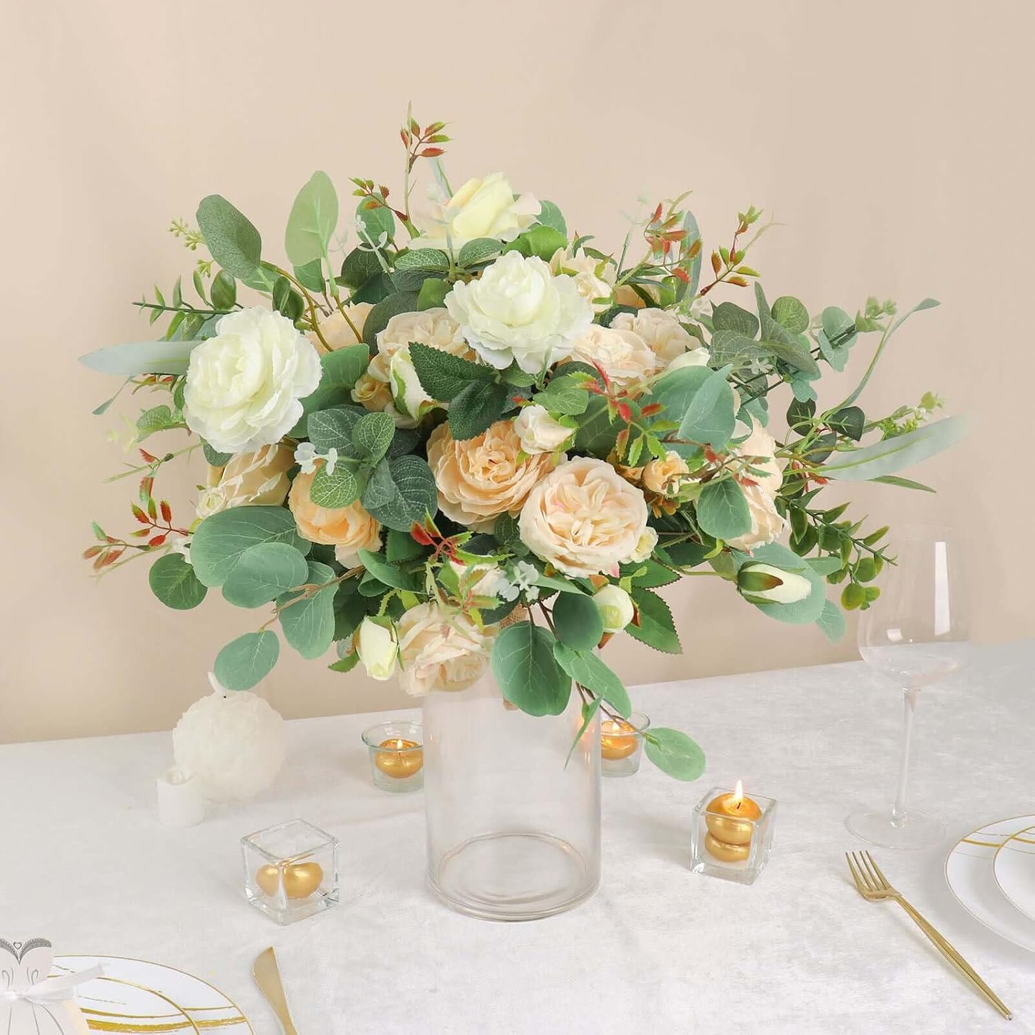 Efavormart 12 Pack | 10' Round Heavy Duty Clear Cylinder Glass Vases, Tall Flower Vase