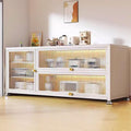 Kitchen Storage Shelves for Small Spaces with Doors Made of Carbon Steel Kitchen Baker's Rack with Storage Transparent Flip Switch Door Design(Color:White,Size:120 * 42 * 81cm)