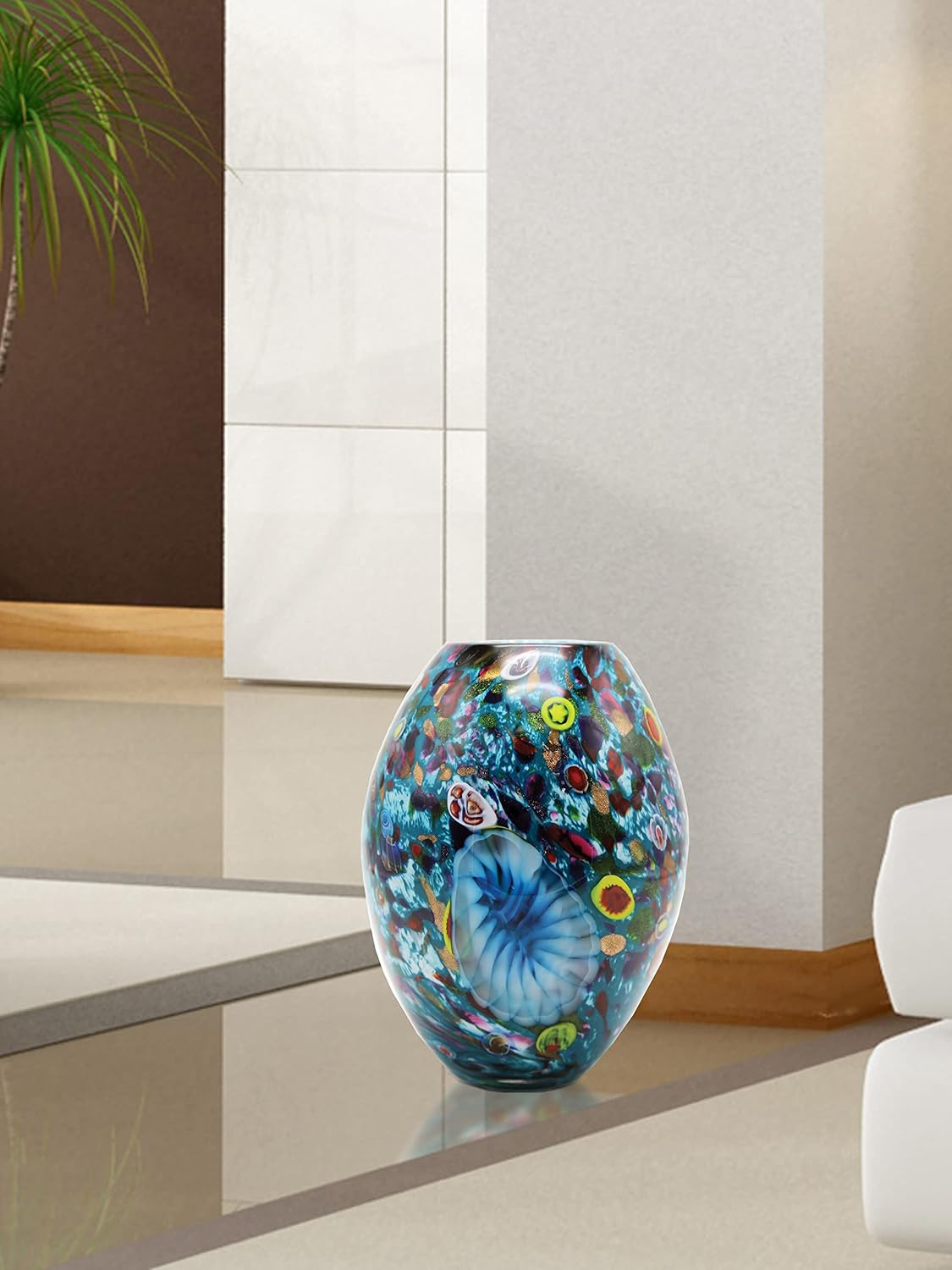 Dale Tiffany AV20349 Estrada Hand Blown Art Glass Vase, Multicolor