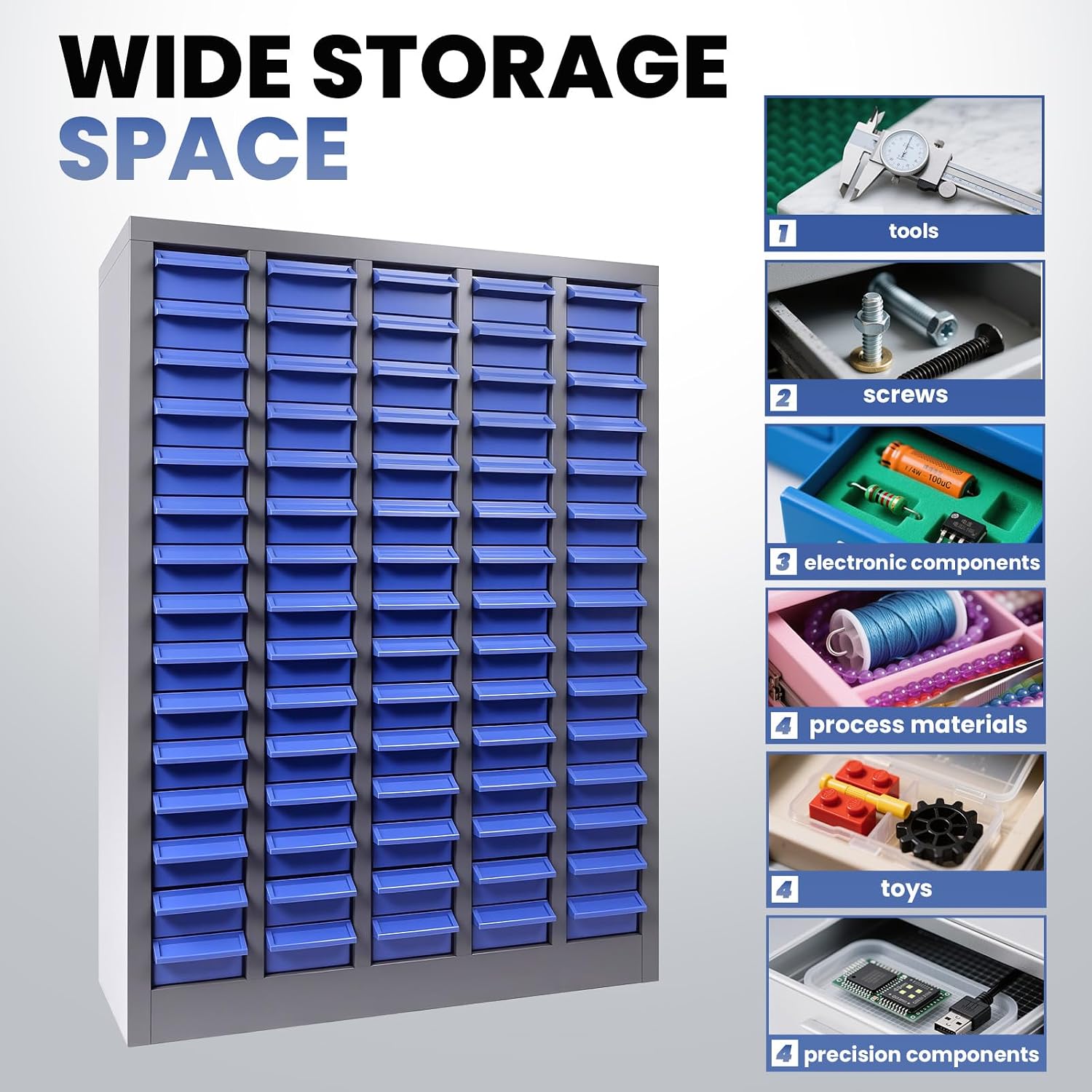 100 Drawer Alloy Steel Nut and Bolt Organizer, ABS Material Bolts Organizer, 26' L×9' W×36' H Nuts and Bolts Organizers and Storage, Bolt Bins Organizers for Shop Garage Workshop (75 Drawer)