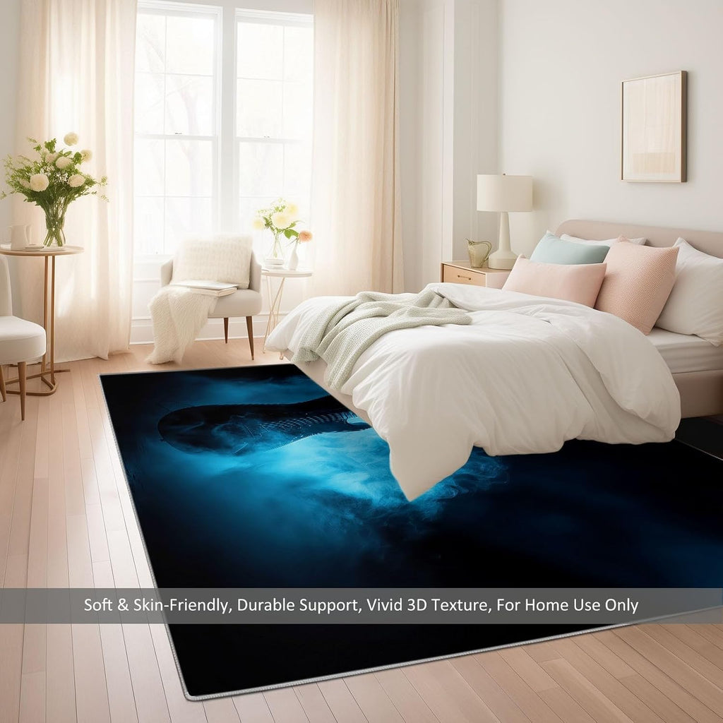 Machine Washable Music Guitar Stripes Area Rugs 6' x 8', Non-Slip Abstract Art Large Area Rugs Stain Resistant Print Carpet for Home Decor, Kid Pet Friendly Mat