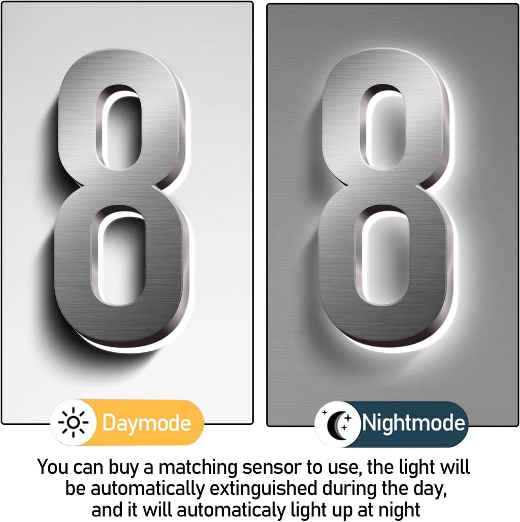 Illuminated LED House Numbers, Backlit LED Illuminated Home Address Number, Up-Scale Modern Look, Lighted House Numbers, Modern Lighted Up Address Numbers For Outside,16 Inch/400mm,6