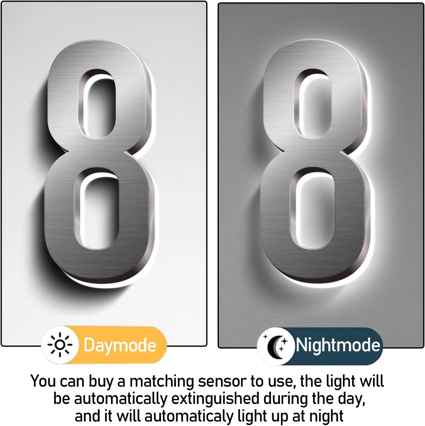 Illuminated LED House Numbers, Backlit LED Illuminated Home Address Number, Up-Scale Modern Look, Lighted House Numbers, Modern Lighted Up Address Numbers For Outside,16 Inch/400mm,6