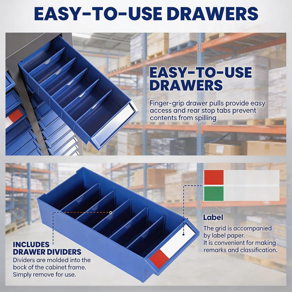 75 Drawers Parts Cabinet Bolt and Nut Tool Storage Cabinet, ABS Material Hardware Organizer, Adjustable Bolt Bin, Bolt Bins Organizer for Shop