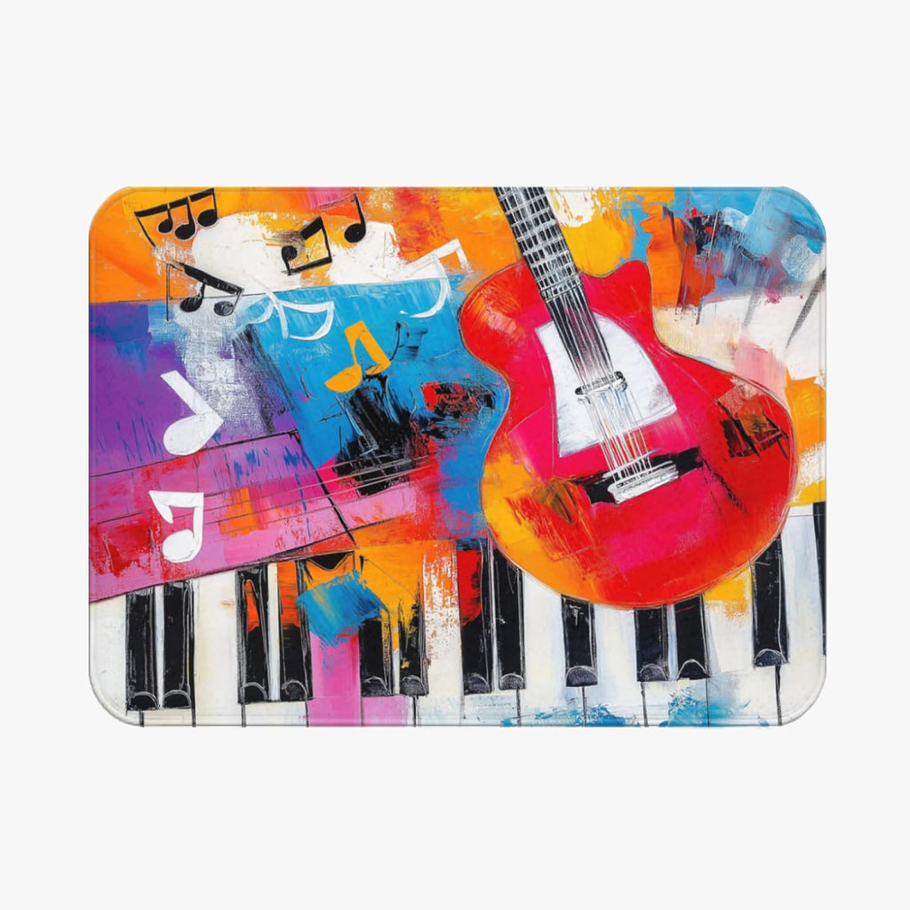 Guitar Rugs for Music Room - Guitar Rug, 6 ft x 8 ft, Abstract Colorful Musical Area, Multicolor, Washable & Non Slip & Soft Large Guitar Home Decor Gifts