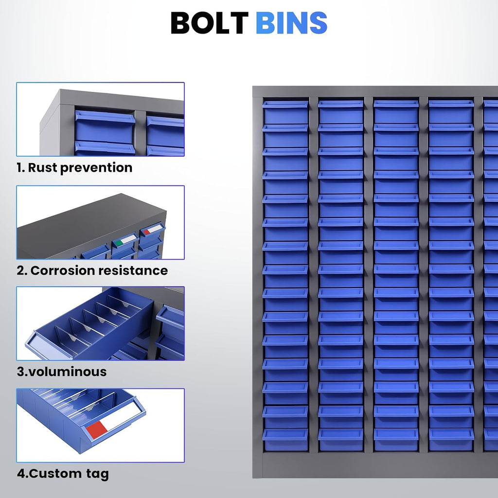 100-Drawer Nut and Bolt Organizer, Small Parts Organizer, Bolt Bin, Metal Storage Cabinet Tool Cabinet with Drawer for Garage, Workshop, Home Office