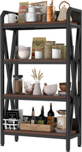 Stylish 4-Tier Baker's Rack with Wood Shelves and Metal Frame for Kitchen Pantry Organization, Garage, Bathroom or Closet Storage