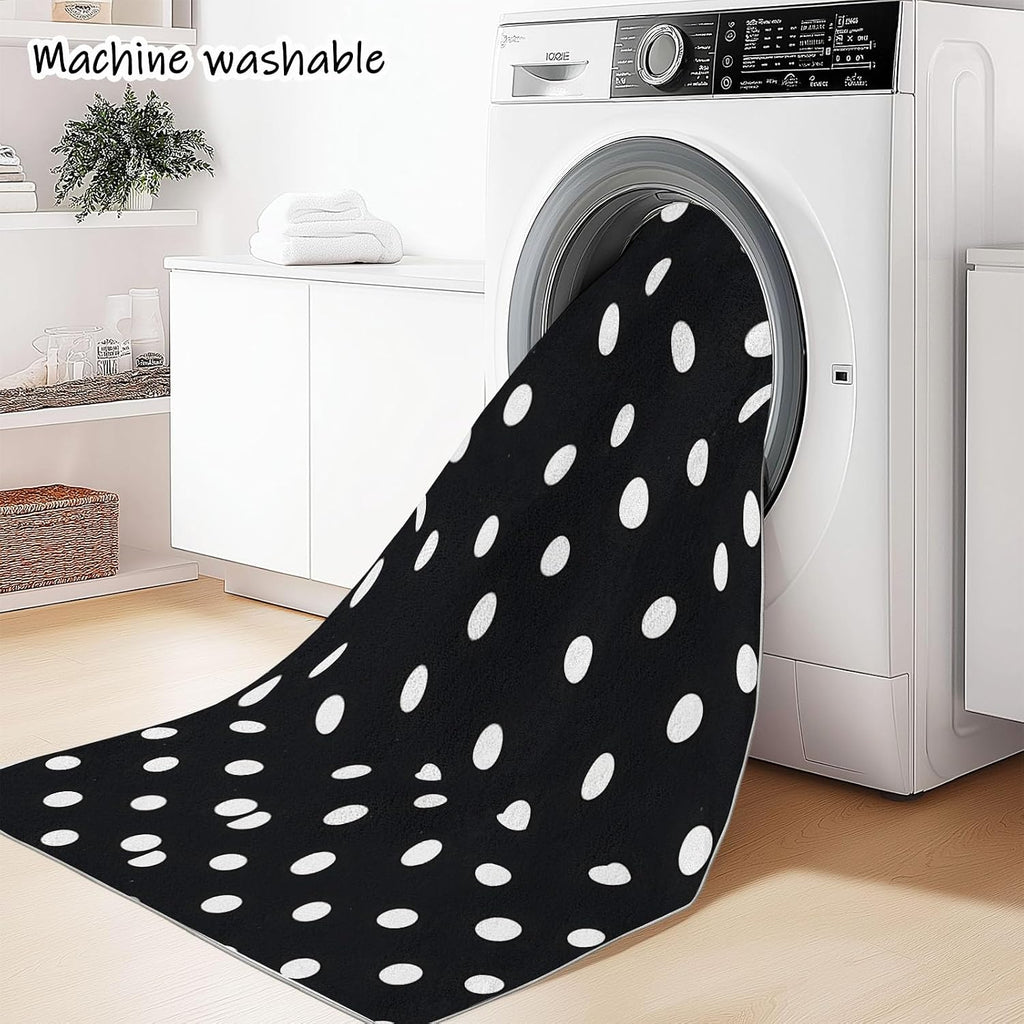 Minimal Design Dots, Machine Washable Area Rugs Perfect for high Traffic Areas of Your Living Room,Bedroom,Home Office,Kitchen Area Rug 6 x 8 ft Black Carpet