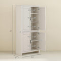 64' Adjustable Shelves Freestanding Storage Cabinet, Kitchen Storage Bakers Rack with Anti-Tipping Design, Utility Food Cupboard with 5-Tier Shelving for Kitchen Dining Living Room, Antique White