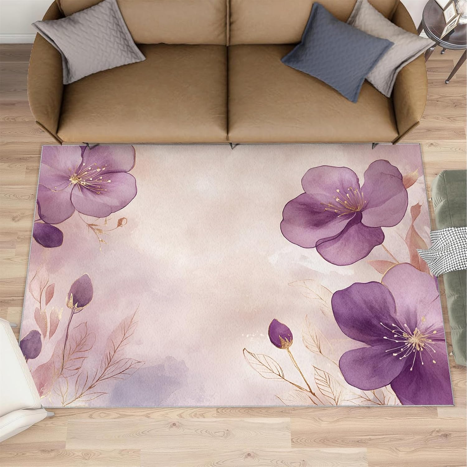 6x8 Flowers Area Rug - Blossoms Large Rugs for Living Room, Romantic Florals Carpet Area Rug for Girls Bedroom Kids Room Basement Office Classroom