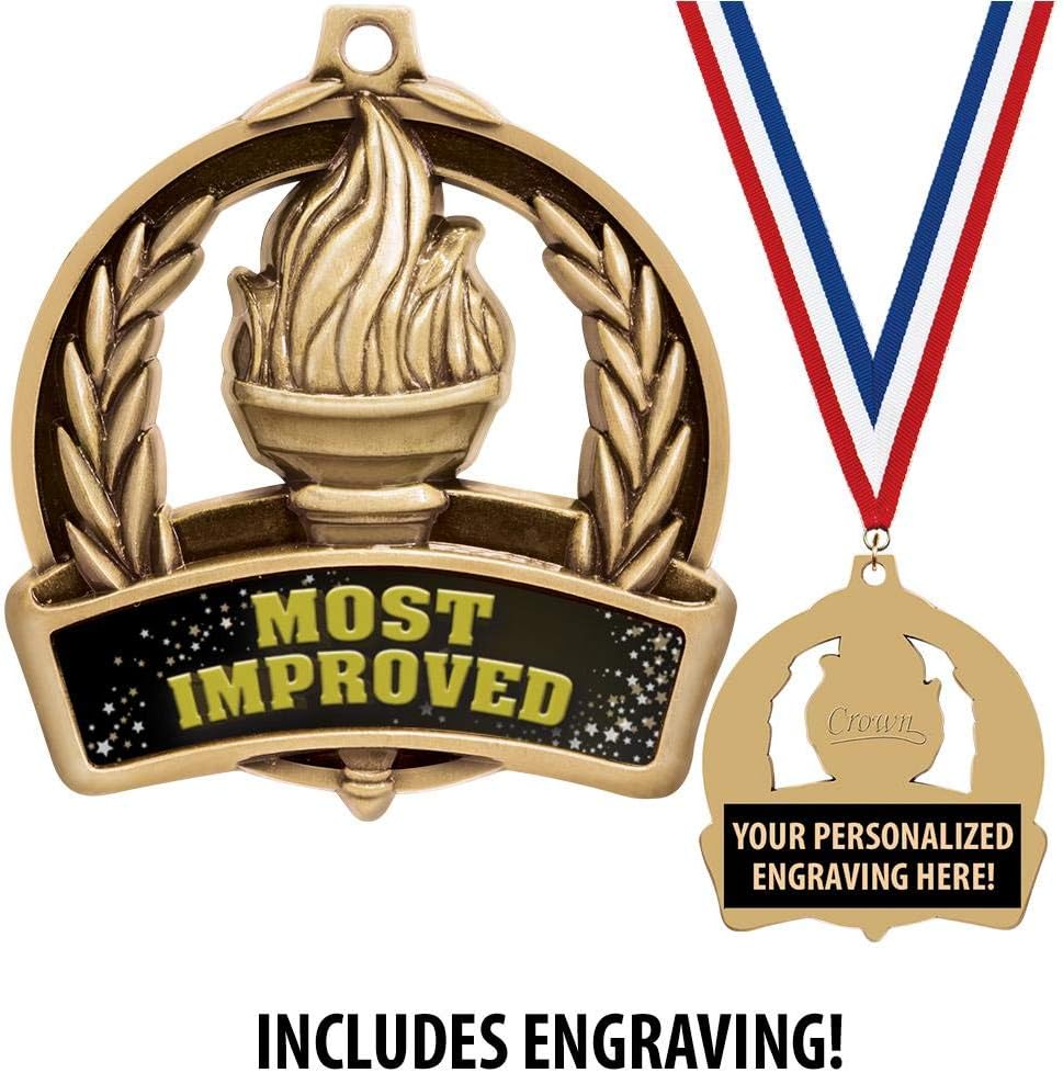 Most Improved Medals, 2' Achievement Medal Awards with Custom Engraving