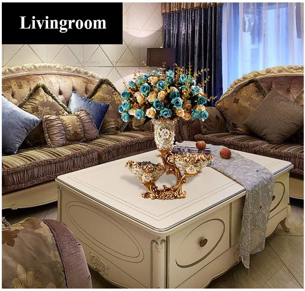 Elegant Large Flower Vases Table Centerpiece for Kitchen Dining Living Room Home Decor, European RetroTall Big Resin Flowers Chinese Vases for Bedroom Decorations, White 13.78in ×13in